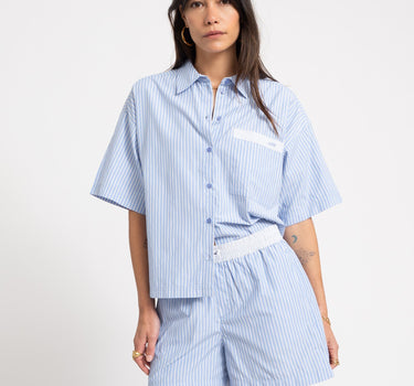Caro Poplin Stripe Shorts Blue - Things I Like Things I Love