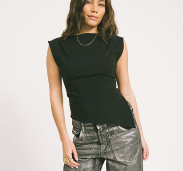 Cat Assymetric Top Black - Things I Like Things I Love