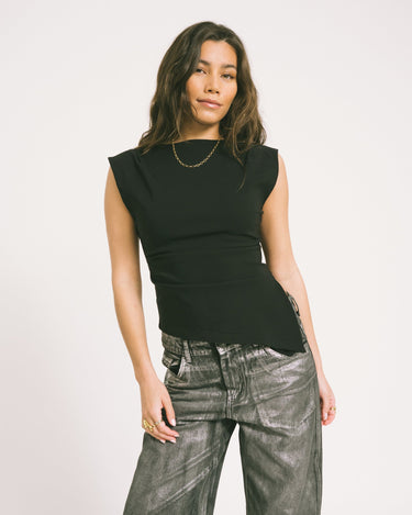 Cat Assymetric Top Black - Things I Like Things I Love