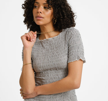 Celina Smock Top Bright White/Black - Things I Like Things I Love