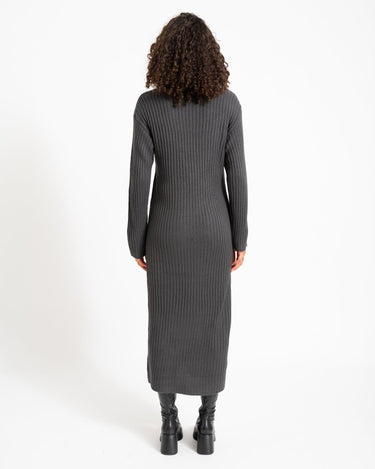Charlie Midi Slit Knit Dress Obsidian - Things I Like Things I Love