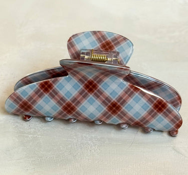 Claw Clip Checked Blue - Things I Like Things I Love