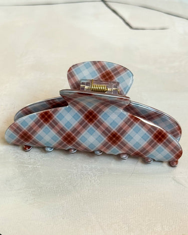 Claw Clip Checked Blue - Things I Like Things I Love