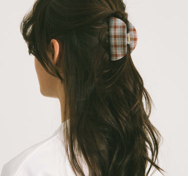 Claw Clip Checked Roundy Blue - Things I Like Things I Love