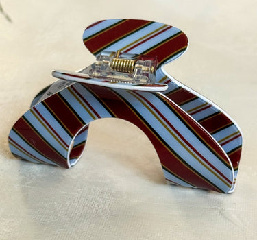 Claw Clip Stripy Blue Brown Roundy - Things I Like Things I Love