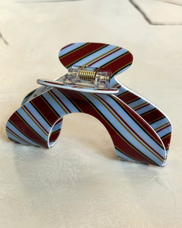 Claw Clip Stripy Blue Brown Roundy - Things I Like Things I Love