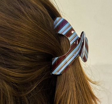 Claw Clip Stripy Blue Brown Roundy - Things I Like Things I Love