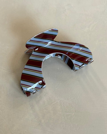 Claw Clip Stripy Blue Brown Roundy - Things I Like Things I Love