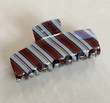 Claw Clip Stripy Blue Brown Square - Things I Like Things I Love