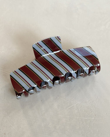 Claw Clip Stripy Blue Brown Square - Things I Like Things I Love