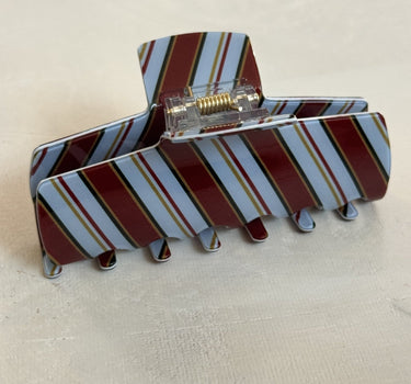 Claw Clip Stripy Blue Brown Square - Things I Like Things I Love