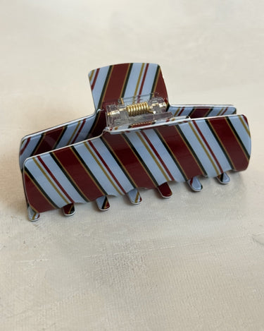 Claw Clip Stripy Blue Brown Square - Things I Like Things I Love