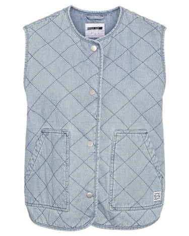 Cleo Quilted Denim Vest Light Blue Denim - Things I Like Things I Love