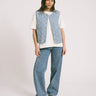 Cleo Quilted Denim Vest Light Blue Denim - Things I Like Things I Love
