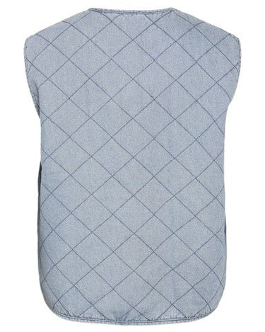 Cleo Quilted Denim Vest Light Blue Denim - Things I Like Things I Love