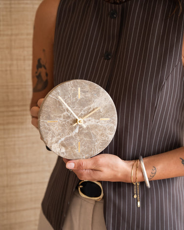 Clock Moreno Marble Brown - Things I Like Things I Love