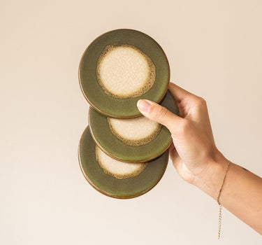 Coaster Shiso Stoneware Green 1PC - Things I Like Things I Love