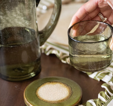 Coaster Shiso Stoneware Green 1PC - Things I Like Things I Love