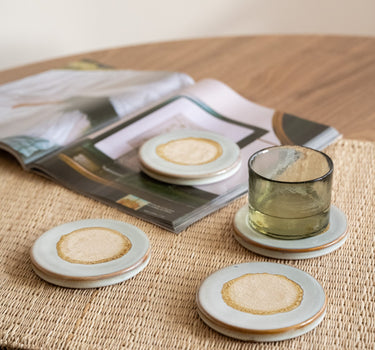 Coaster Stoneware Ecru 1PC - Things I Like Things I Love