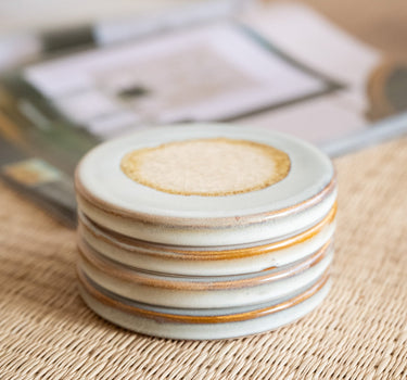 Coaster Stoneware Ecru 1PC - Things I Like Things I Love
