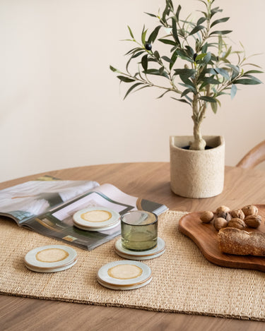 Coaster Stoneware Ecru 1PC - Things I Like Things I Love