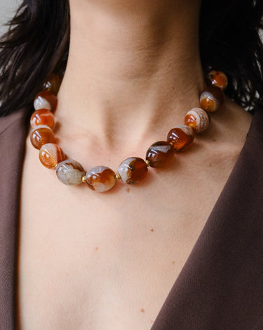 Cocoa Marble Necklace Gold - Things I Like Things I Love