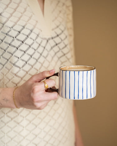 Coffee Mug Anafi Blue Stripe - Things I Like Things I Love