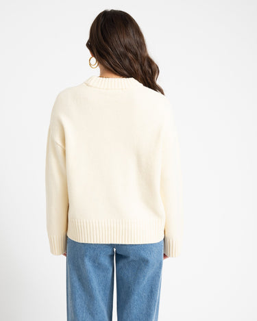 Crew Neck Knitted Sweater Yellow - Things I Like Things I Love