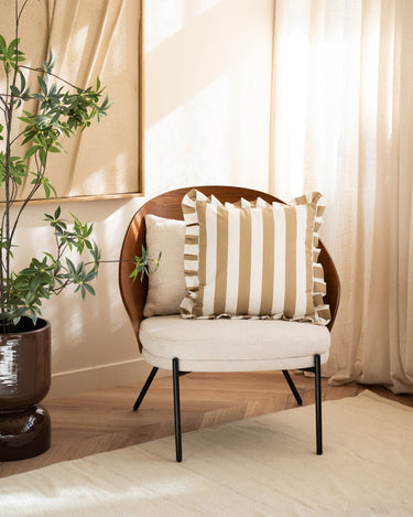 Cushion Bella Ruffle Striped Brown - Things I Like Things I Love