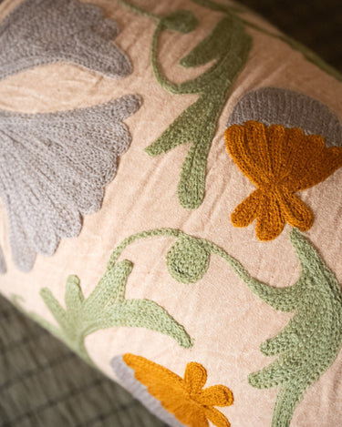 Cushion Bolster Flower Embroidered - Things I Like Things I Love