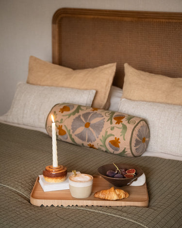 Cushion Bolster Flower Embroidered - Things I Like Things I Love