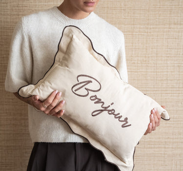 Cushion Bonjour Beige - Things I Like Things I Love
