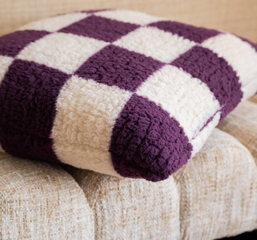 Cushion Check Cream/Plum - Things I Like Things I Love