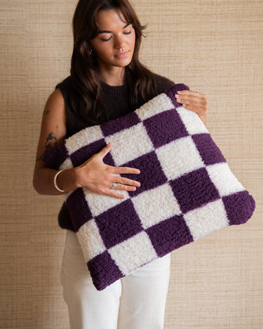 Cushion Check Cream/Plum - Things I Like Things I Love