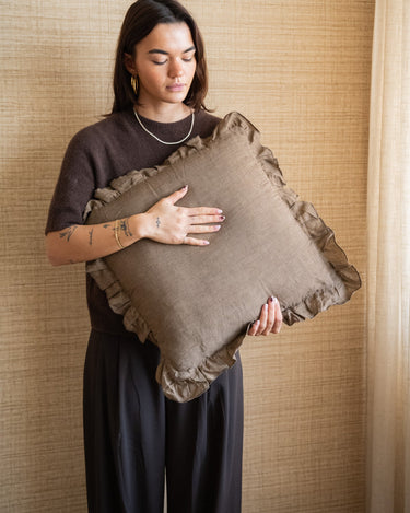 Cushion Cocoa Linen Chocolate Brown - Things I Like Things I Love