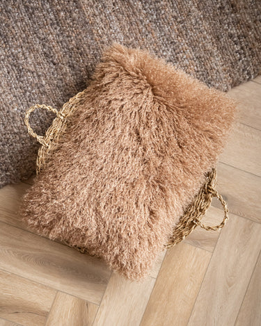 Cushion Doodly Furry Taupe - Things I Like Things I Love