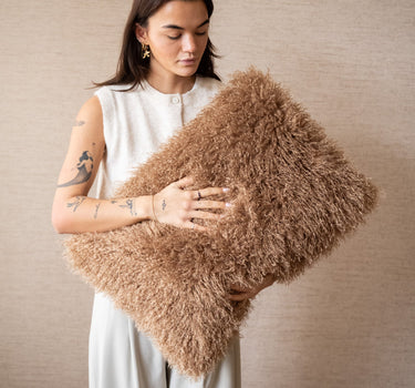 Cushion Doodly Furry Taupe - Things I Like Things I Love