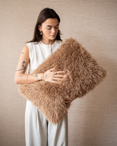 Cushion Doodly Furry Taupe - Things I Like Things I Love