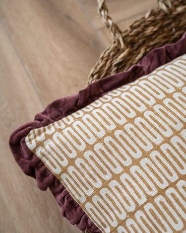 Cushion Floral Burgundy/Ocher - Things I Like Things I Love