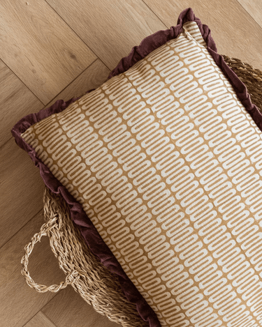 Cushion Floral Burgundy/Ocher - Things I Like Things I Love