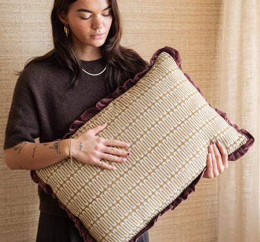 Cushion Floral Burgundy/Ocher - Things I Like Things I Love