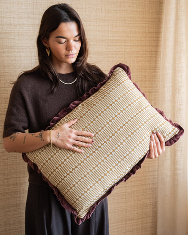 Cushion Floral Burgundy/Ocher - Things I Like Things I Love