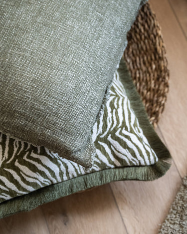 Cushion Frayed Linen Moss Green - Things I Like Things I Love