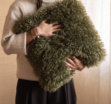 Cushion Frieda Furry Moss Green - Things I Like Things I Love