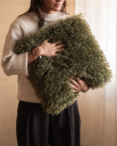 Cushion Frieda Furry Moss Green - Things I Like Things I Love