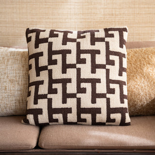 Cushion Geometric Weave Brown - Things I Like Things I Love