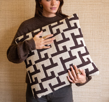 Cushion Geometric Weave Brown - Things I Like Things I Love