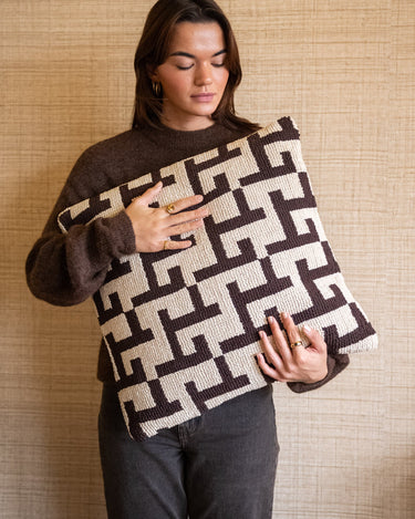 Cushion Geometric Weave Brown - Things I Like Things I Love