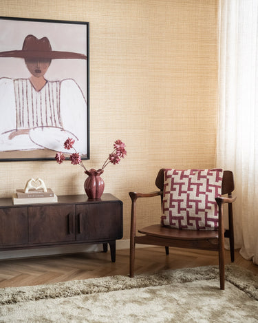 Cushion Geometric Weave Burgundy - Things I Like Things I Love