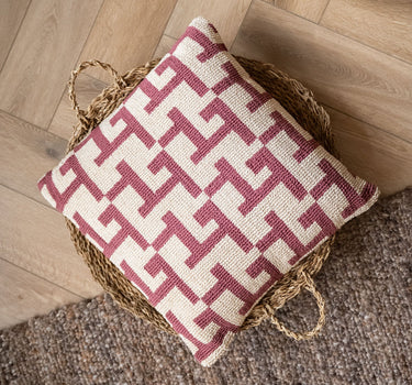 Cushion Geometric Weave Burgundy - Things I Like Things I Love